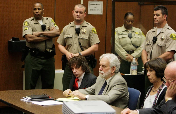 Phil Spector in court at his murder trial