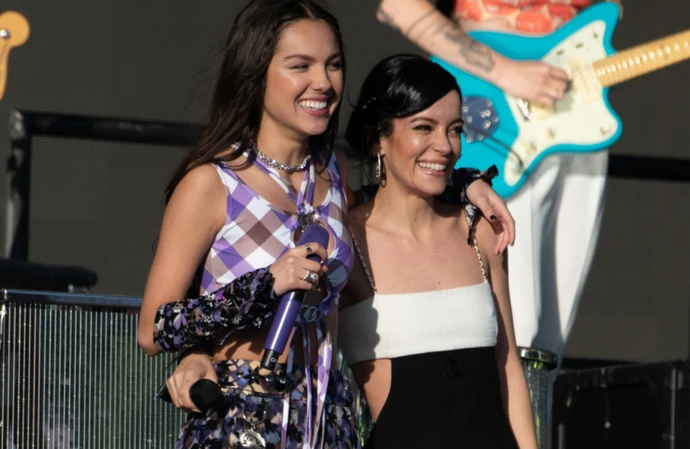 Olivia Rodrigo and Lily Allen performing at Glastonbury 2022