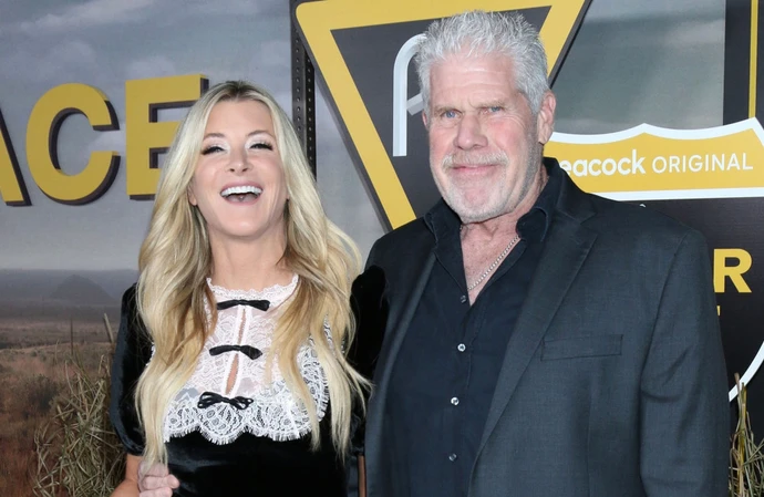 Allison Dunbar and Ron Perlman at the Poker Face premiere