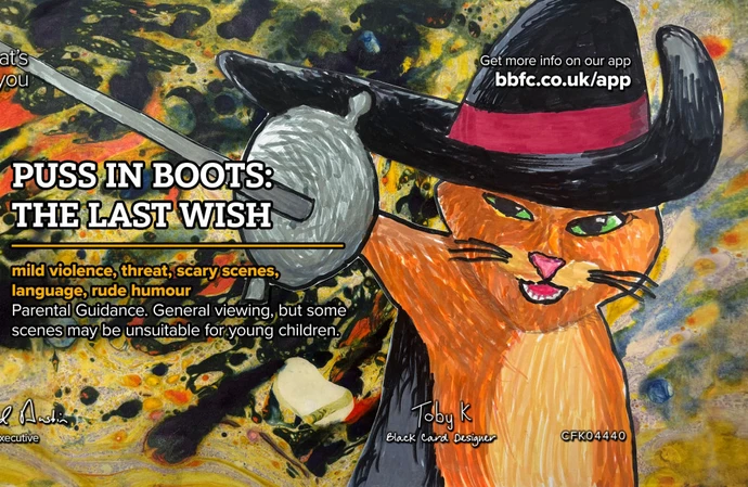 The winner of the 'Puss in Boots: The Last Wish' BBFC Create the Card competition