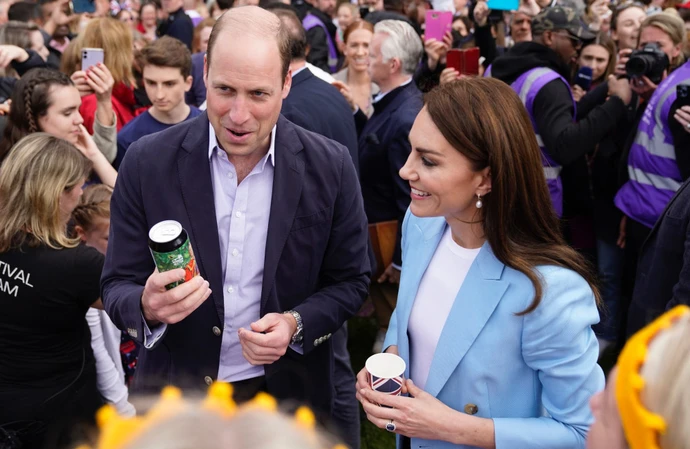 The Prince and Princess of Wales sipped on gin and took cans of ale made by royal fans on a surprise walkabout to toast King Charles’ coronation