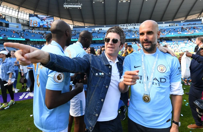 Noel Gallagher with Manchester City manager Pep Guardiola