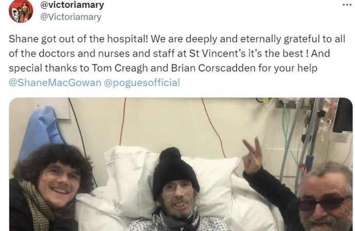 Shane MacGowan has been discharged from hospital - Victoria Mary Clarke-X