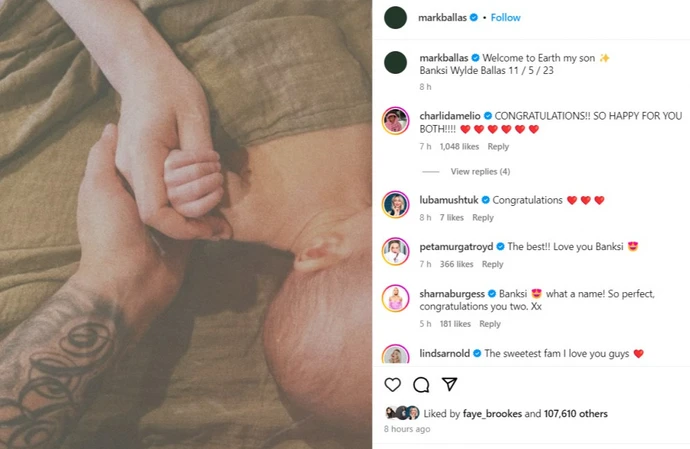 Mark Ballas and BC Jean welcome 1st child - Instagram-MarkBallas