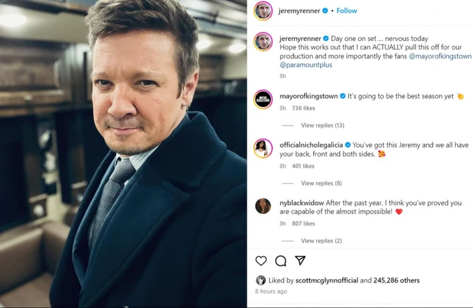 Jeremy Renner returns to acting a year after near-fatal snowplough accident - Instagram-JeremyRenner