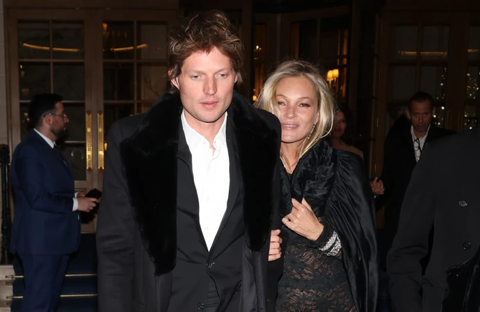 Kate Moss and Nikolai von Bismarck leave The Ritz hotel in Paris after kicking off her 50th birthday party