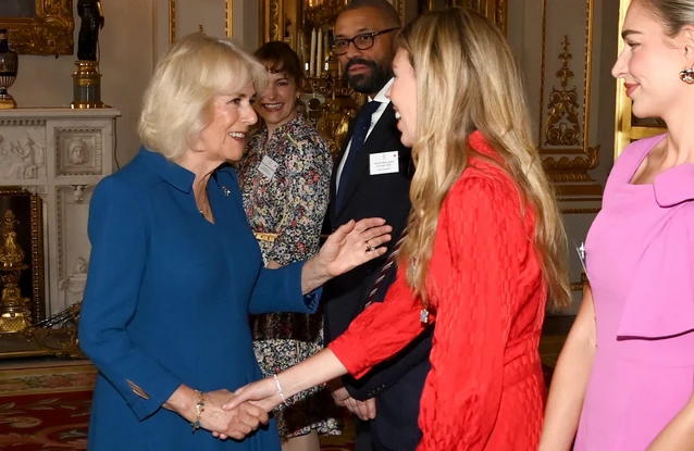 Queen Camilla and Carrie Johnson at the relaunch of the Wash Bags initiative