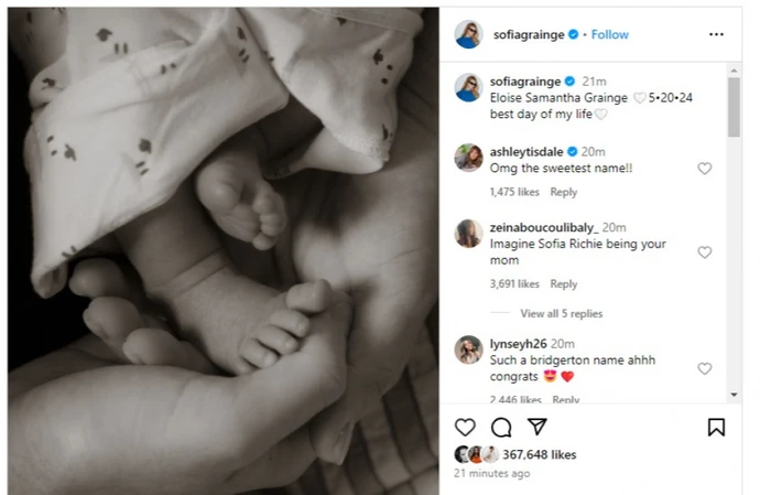 Sofia Richie has given birth to a baby girl