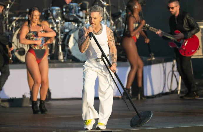 Robbie Williams in London's Hyde Park (Photo by Dave Hogan)