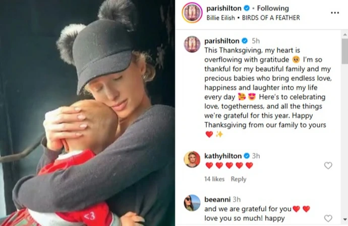 Paris Hilton is 'overflowing with gratitude' this Thanksgiving