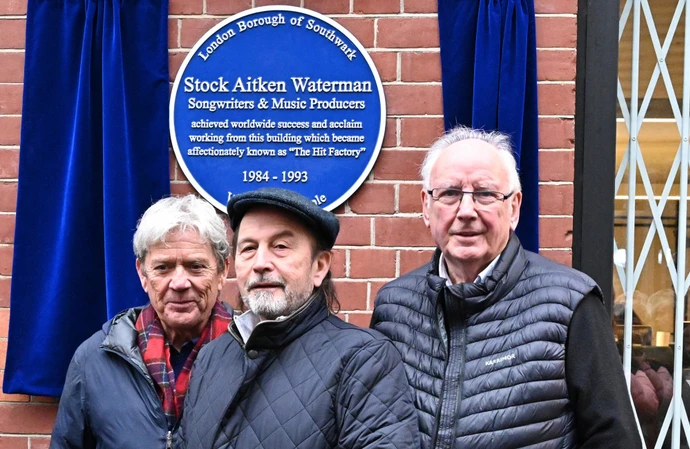 Mike Stock, Matt Aitken and Pete Waterman at Blue Plaque unveiling