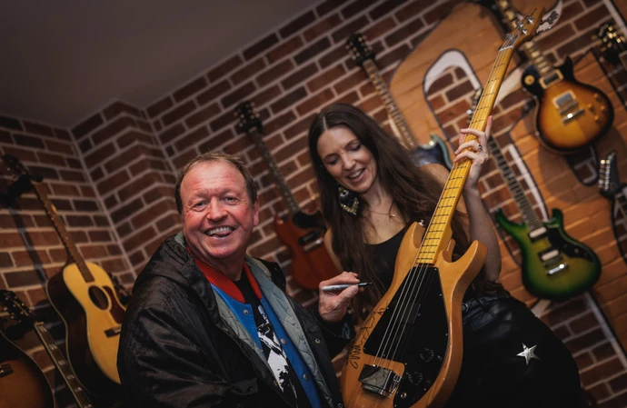 Mark King and Aruba Red - Jack Bruce's daughter - at the Jam for Jack event