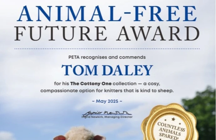 Tom Daley has received an award from PETA