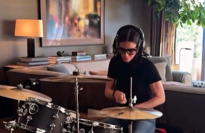 Courteney Cox has been showing off her drum skills on social media