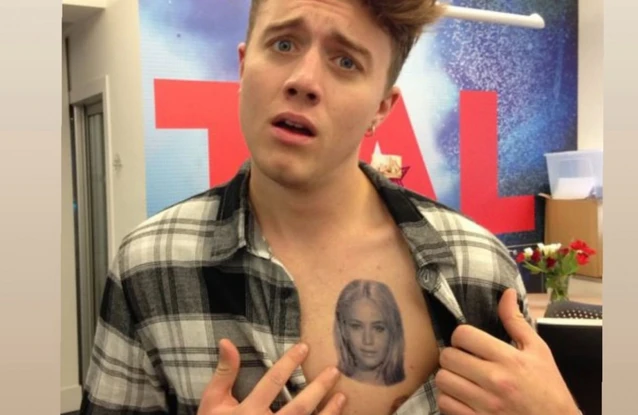 Roman Kemp showing off his Jennifer Lawrence tattoo / Credit: Instagram