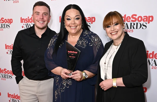 Bradley Johnson, Lisa Riley and Karen Blick at the Inside Soap Awards