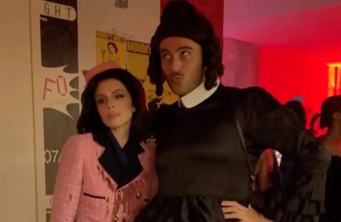 Julia Fox dressed as a blood-stained Jacqueline Kennedy for Halloween