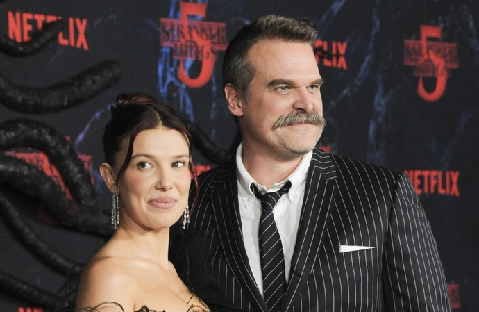 Millie Bobby Brown and David Harbour at the Stranger Things