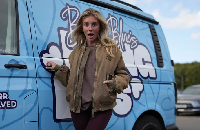 Bonnie Blue next to her Bang Bus