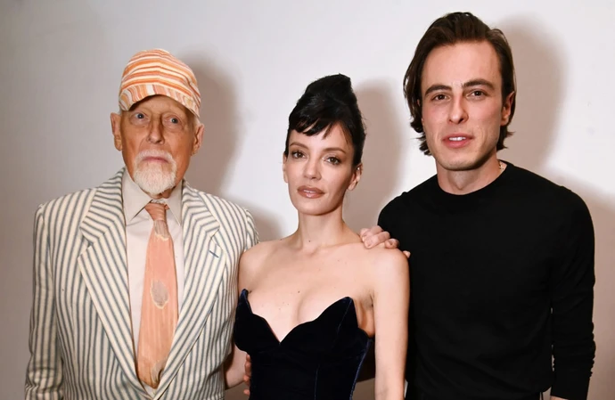 Antony Price, Lily Allen and Marco Capaldo at his fashion show in November