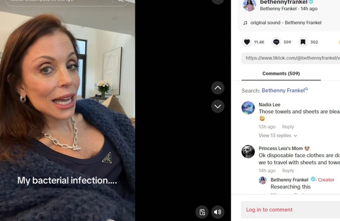 Bethenny Frankel blames hotel towels for bacterial infection