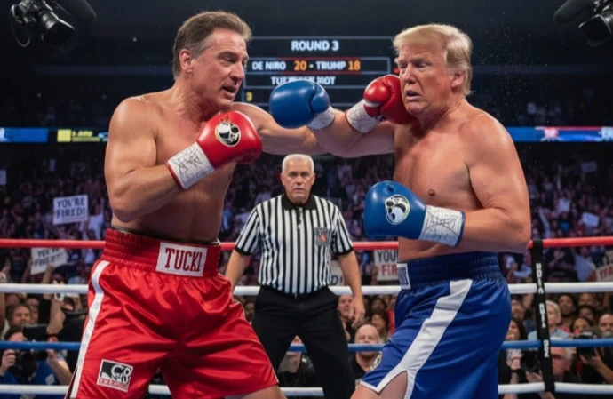 Robert De Niro and Donald Trump clash in the boxing ring