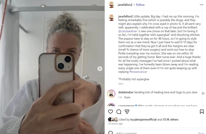 Ricky Gervais' partner Jane Fallon undergoes breast cancer surgery