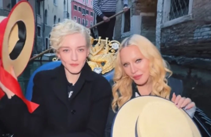 Julia Garner and Madonna in Venice during The Studio filming (c) Instagram