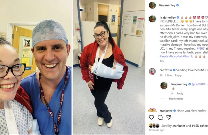 Lisa Riley rushed to hospital for operation after 'very bad fall'