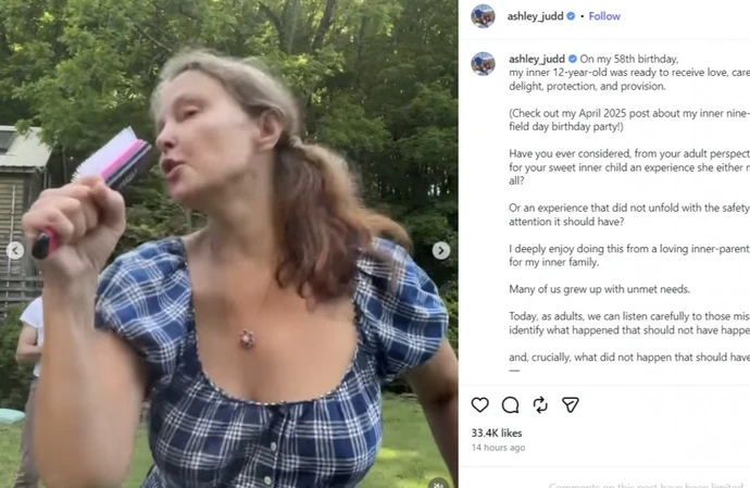 Ashley Judd throws birthday party for her 'inner 12 year old' after growing up with 'unmet needs'