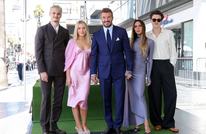 The Beckham family at David's Hollywood Walk of Fame ceremony