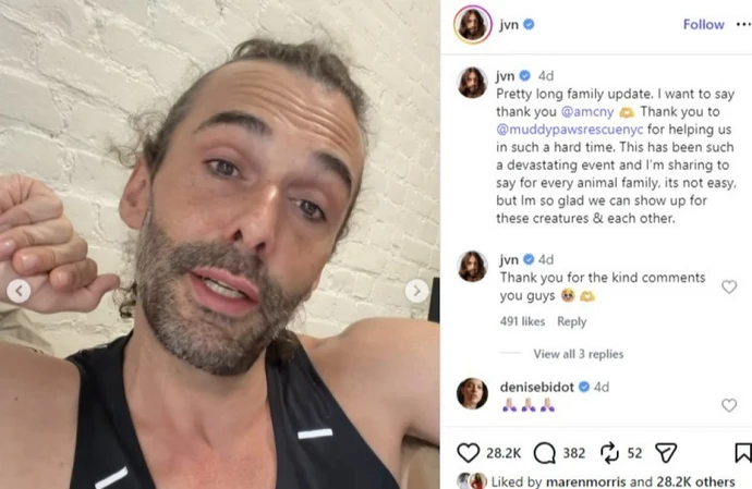 Jonathan Van Ness forced to rehome dog after 'gut-wrenching' attack on his cat
