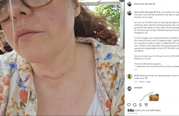 Jenny Ryan shows off new scar after undergoing surgery