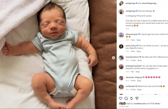 Gladiators star Zack George and his wife Samantha's newborn baby Otis