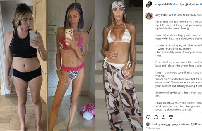 TOWIE's Amy Childs shows off dramatic body transformation after overcoming 'yo-yo dieting cycle'
