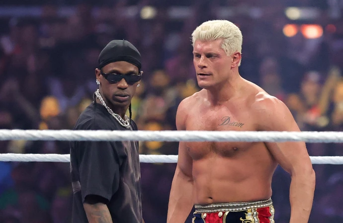 Travis Scott and Cody Rhodes at WrestleMania 41