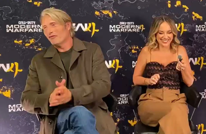 Mads Mikkelsen and Maria Elisa Camargo at the press event for Call of Duty: Modern Warfare 4