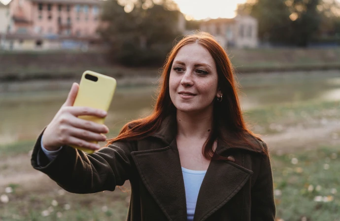 A woman taking a selfie